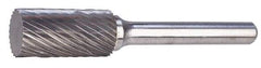 M.A. Ford - 1" Cut Diam, 1/4" Shank Diam, Cylinder Head Single Cut Burr - Carbide, Flat End, 1" LOC, 3" OAL - Americas Industrial Supply