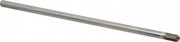 Atrax - 1/4" Cut Diam, 1/4" Shank Diam, Cylinder with Radius Head Single Cut Burr - Carbide, Radius End, 1/2" LOC, 6-1/2" OAL - Americas Industrial Supply