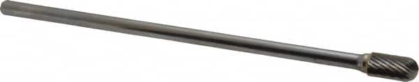 Atrax - 3/8" Cut Diam, 1/4" Shank Diam, Cylinder with Radius Head Single Cut Burr - Carbide, Radius End, 3/4" LOC, 6-3/4" OAL - Americas Industrial Supply
