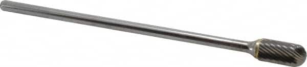 Atrax - 1/2" Cut Diam, 1/4" Shank Diam, Cylinder with Radius Head Single Cut Burr - Carbide, Radius End, 1" LOC, 7" OAL - Americas Industrial Supply
