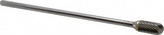 Atrax - 1/2" Cut Diam, 1/4" Shank Diam, Cylinder with Radius Head Single Cut Burr - Carbide, Radius End, 1" LOC, 7" OAL - Americas Industrial Supply