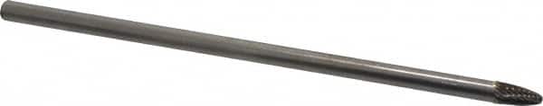 Atrax - 1/4" Cut Diam, 1/4" Shank Diam, Tree Head Single Cut Burr - Carbide, Radius End, 1/2" LOC, 6-3/4" OAL - Americas Industrial Supply