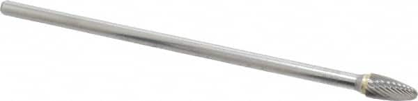 Atrax - 3/8" Cut Diam, 1/4" Shank Diam, Tree Head Single Cut Burr - Carbide, Radius End, 3/4" LOC, 6-3/4" OAL - Americas Industrial Supply