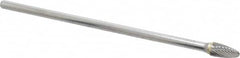 Atrax - 3/8" Cut Diam, 1/4" Shank Diam, Tree Head Single Cut Burr - Carbide, Radius End, 3/4" LOC, 6-3/4" OAL - Americas Industrial Supply