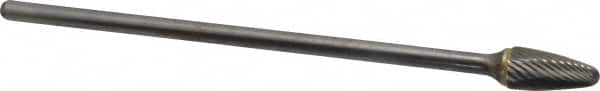 Atrax - 1/2" Cut Diam, 1/4" Shank Diam, Tree Head Single Cut Burr - Carbide, Radius End, 1" LOC, 7" OAL - Americas Industrial Supply
