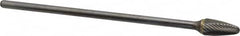 Atrax - 1/2" Cut Diam, 1/4" Shank Diam, Tree Head Single Cut Burr - Carbide, Radius End, 1" LOC, 7" OAL - Americas Industrial Supply
