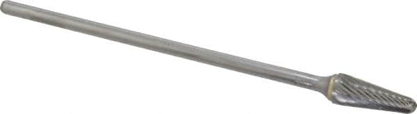 Atrax - 1/2" Cut Diam, 1/4" Shank Diam, Taper Head Single Cut Burr - Carbide, Radius End, 1-1/8" LOC, 7-1/8" OAL - Americas Industrial Supply