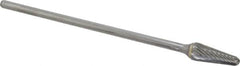 Atrax - 1/2" Cut Diam, 1/4" Shank Diam, Taper Head Single Cut Burr - Carbide, Radius End, 1-1/8" LOC, 7-1/8" OAL - Americas Industrial Supply
