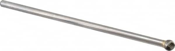 Atrax - 3/8" Cut Diam, 1/4" Shank Diam, Ball Head Single Cut Burr - Carbide, Radius End, 5/16" LOC, 6-5/16" OAL - Americas Industrial Supply