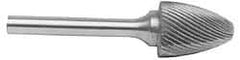 M.A. Ford - 3/16" Cut Diam, 1/8" Shank Diam, Tree with Radius Head Single Cut Burr - Carbide, Radius End, 1/2" LOC, 1-1/2" OAL - Americas Industrial Supply