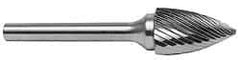 M.A. Ford - 3/16" Cut Diam, 1/8" Shank Diam, Tree Head Single Cut Burr - Carbide, Point End, 1/2" LOC, 1-1/2" OAL - Americas Industrial Supply