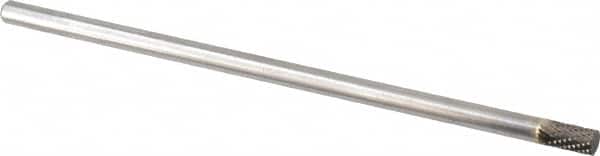 Atrax - 1/4" Cut Diam, 1/4" Shank Diam, Cylinder Head Double Cut Burr - Carbide, Flat End, 1/2" LOC, 6-1/2" OAL - Americas Industrial Supply