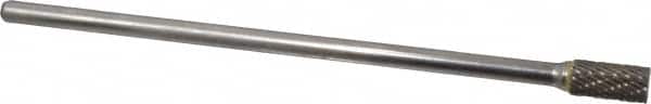 Atrax - 3/8" Cut Diam, 1/4" Shank Diam, Cylinder Head Double Cut Burr - Carbide, Flat End, 3/4" LOC, 6-3/4" OAL - Americas Industrial Supply