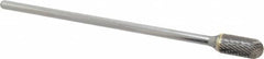 Atrax - 1/2" Cut Diam, 1/4" Shank Diam, Cylinder with Radius Head Double Cut Burr - Carbide, Radius End, 1" LOC, 7" OAL - Americas Industrial Supply