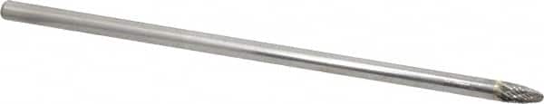Atrax - 1/4" Cut Diam, 1/4" Shank Diam, Tree with Radius Head Double Cut Burr - Carbide, Radius End, 1/2" LOC, 6-3/4" OAL - Americas Industrial Supply
