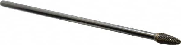 Atrax - 3/8" Cut Diam, 1/4" Shank Diam, Tree with Radius Head Double Cut Burr - Carbide, Radius End, 3/4" LOC, 6-3/4" OAL - Americas Industrial Supply