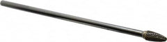 Atrax - 3/8" Cut Diam, 1/4" Shank Diam, Tree with Radius Head Double Cut Burr - Carbide, Radius End, 3/4" LOC, 6-3/4" OAL - Americas Industrial Supply