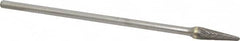 Atrax - 3/8" Cut Diam, 1/4" Shank Diam, Taper Head Double Cut Burr - Carbide, Radius End, 1-1/16" LOC, 7-1/16" OAL - Americas Industrial Supply