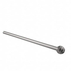 Atrax - 3/8" Cut Diam, 1/4" Shank Diam, Ball Head Double Cut Burr - Carbide, Radius End, 5/16" LOC, 6-5/16" OAL - Americas Industrial Supply