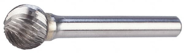 M.A. Ford - 3/16" Cut Diam, 1/4" Shank Diam, Ball Head Single Cut Burr - Carbide, Radius End, 5/32" LOC, 2" OAL - Americas Industrial Supply