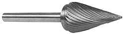 M.A. Ford - 1/4" Cut Diam, 1/8" Shank Diam, Cone Head Double Cut Burr - Carbide, Point End, 1/2" LOC, 2-1/8" OAL - Americas Industrial Supply