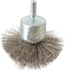 Weiler - 2-3/4" Brush Diam, Crimped, Flared End Brush - 1/4" Diam Shank, 16,000 Max RPM - Americas Industrial Supply