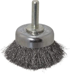 Weiler - 1-3/4" Diam, 1/4" Shank Diam, Steel Fill Cup Brush - 0.006 Wire Diam, 3/4" Trim Length, 13,000 Max RPM - Americas Industrial Supply