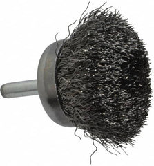 Weiler - 1-3/4" Diam, 1/4" Shank Diam, Steel Fill Cup Brush - 0.0118 Wire Diam, 3/4" Trim Length, 13,000 Max RPM - Americas Industrial Supply