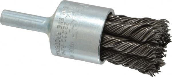 Weiler - 3/4" Brush Diam, Knotted, End Brush - 1/4" Diam Shank, 22,000 Max RPM - Americas Industrial Supply