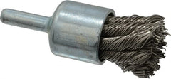 Weiler - 3/4" Brush Diam, Knotted, End Brush - 1/4" Diam Shank, 22,000 Max RPM - Americas Industrial Supply