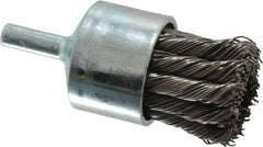 Weiler - 1-1/8" Brush Diam, Knotted, End Brush - 1/4" Diam Shank, 22,000 Max RPM - Americas Industrial Supply