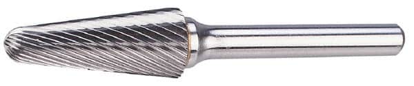 M.A. Ford - 3/8" Cut Diam, 1/4" Shank Diam, Taper Head Single Cut Burr - Carbide, Radius End, 1-1/8" LOC, 3-3/16" OAL - Americas Industrial Supply