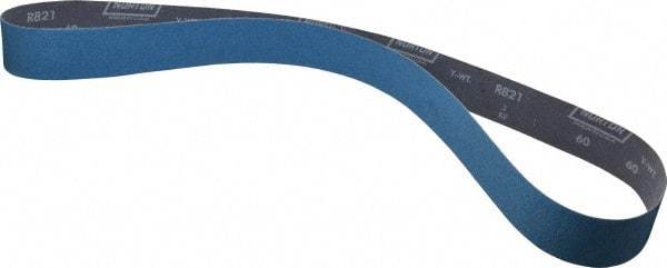Norton - 2" Wide x 60" OAL, 60 Grit, Zirconia Alumina Abrasive Belt - Zirconia Alumina, Medium, Coated, Y Weighted Cloth Backing, Dry, Series R821 - Americas Industrial Supply