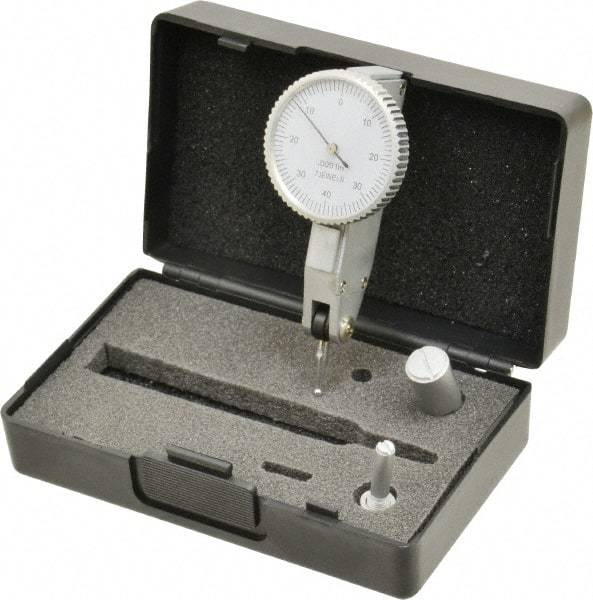 Value Collection - 0.008 Inch Range, 0.0001 Inch Dial Graduation, Horizontal Dial Test Indicator - 1.26 Inch White Dial, 0-40-0 Dial Reading - Americas Industrial Supply