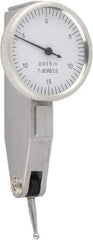 Value Collection - 0.03 Inch Range, 0.0005 Inch Dial Graduation, Horizontal Dial Test Indicator - 1.26 Inch White Dial, 0-15-0 Dial Reading - Americas Industrial Supply