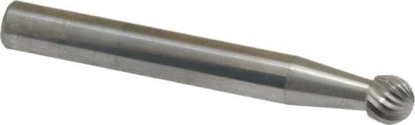 Atrax - 1/4" Cut Diam, 6mm Shank Diam, Ball Head Single Cut Burr - Carbide, Radius End, 1/4" LOC, 2" OAL - Americas Industrial Supply