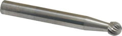Atrax - 1/4" Cut Diam, 6mm Shank Diam, Ball Head Single Cut Burr - Carbide, Radius End, 1/4" LOC, 2" OAL - Americas Industrial Supply