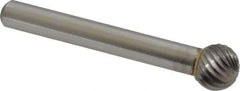 Made in USA - 3/8" Cut Diam, 6mm Shank Diam, Ball Head Single Cut Burr - Carbide, Radius End, 3/8" LOC, 2-1/8" OAL - Americas Industrial Supply