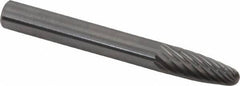Made in USA - 1/4" Cut Diam, 6mm Shank Diam, Tree with Radius Head Single Cut Burr - Carbide, Radius End, 5/8" LOC, 2" OAL - Americas Industrial Supply