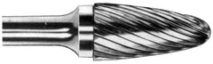 M.A. Ford - 3/4" Cut Diam, 1/4" Shank Diam, Tree with Radius Head Double Cut Burr - Carbide, Radius End, 1-1/4" LOC, 3-1/4" OAL - Americas Industrial Supply