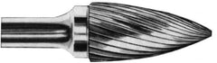 SGS Pro - 1/2" Cut Diam, 3/8" Shank Diam, Tree Head Double Cut Burr - Carbide, Point End, 1" LOC, 3" OAL - Americas Industrial Supply