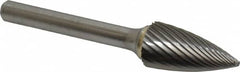 Made in USA - 1/2" Cut Diam, 6mm Shank Diam, Tree Head Single Cut Burr - Carbide, Point End, 1" LOC, 2-3/4" OAL - Americas Industrial Supply