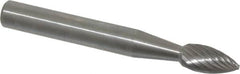 Made in USA - 1/4" Cut Diam, 6mm Shank Diam, Cone Head Single Cut Burr - Carbide, 5/8" LOC, 2" OAL - Americas Industrial Supply