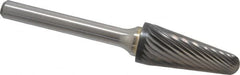 Made in USA - 1/2" Cut Diam, 6mm Shank Diam, Cone Head Single Cut Burr - Carbide, 1-1/8" LOC, 2-7/8" OAL - Americas Industrial Supply