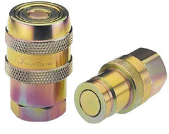 Parker - 1-1/4 Thread Steel Hydraulic Hose Valved Coupler - 7,500 psi, 90 GPM - Americas Industrial Supply