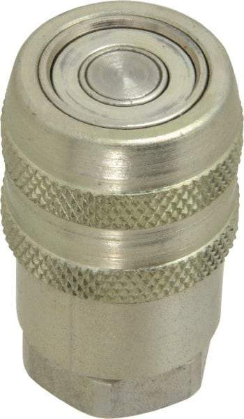 Parker - 1/4 Thread Steel Hydraulic Hose Valved Coupler - 10,000 psi, 6 GPM - Americas Industrial Supply