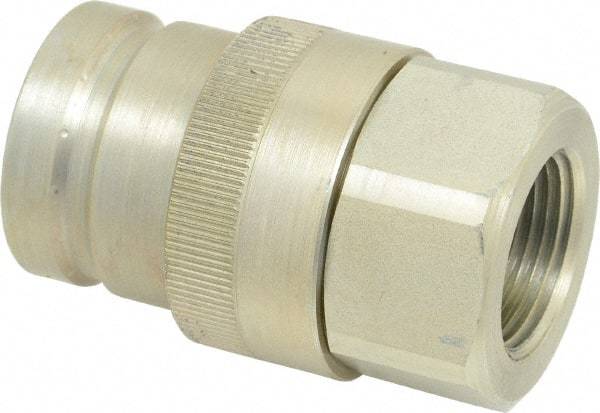Parker - 1 Thread Steel Hydraulic Hose Valved Coupler - 7,500 psi, 90 GPM - Americas Industrial Supply