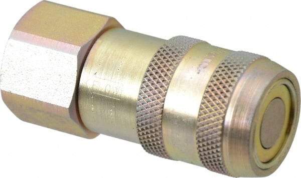 Parker - 1/2 Thread Steel Hydraulic Hose Valved Coupler - 3,000 psi, 20 GPM - Americas Industrial Supply