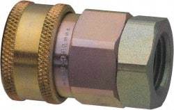 Parker - 1-1/4 Thread Stainless Steel Hydraulic Hose Valved Coupler - 1,500 psi, 120 GPM - Americas Industrial Supply