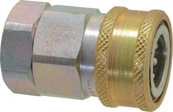 Parker - 1/2 Thread Steel Hydraulic Hose Valved Coupler - 4,000 psi, 30 GPM - Americas Industrial Supply